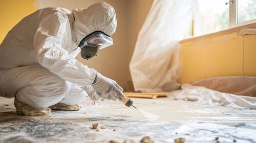 A certified professional from Alpha Abatement demonstrates the safe process for asbestos removal, using full containment and proper equipment, unlike a risky DIY approach.